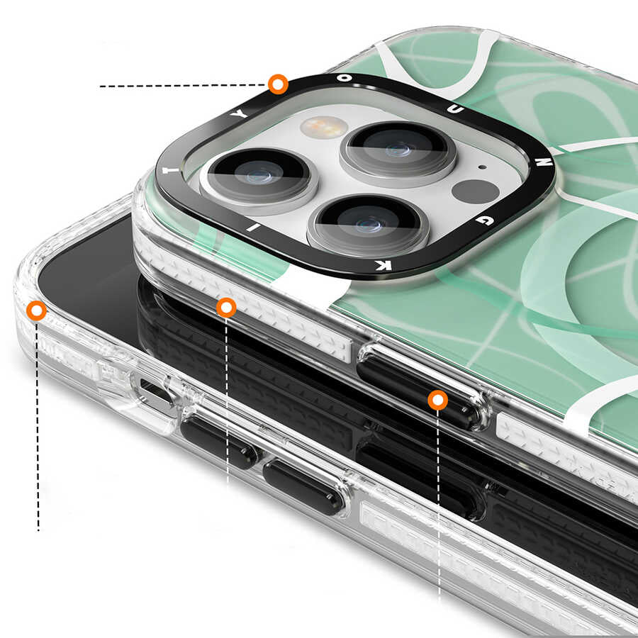 Apple iPhone 14 Pro Kılıf M-safe Şarj Özellikli Youngkit Water-Ink Serisi Kapak Siyah