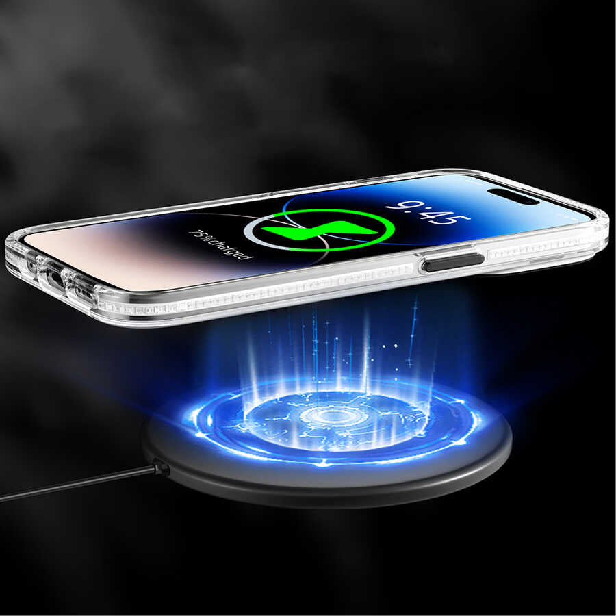 Apple iPhone 14 Pro Kılıf M-safe Şarj Özellikli Youngkit Water-Ink Serisi Kapak Beyaz