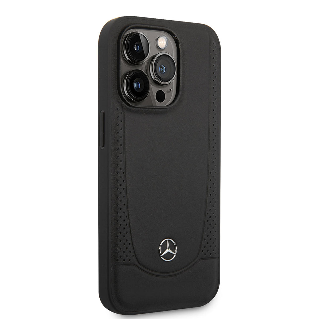 Apple iPhone 14 Pro Kılıf Mercedes Benz M-safe Şarj Özellikli Urban Deri Kapak Siyah