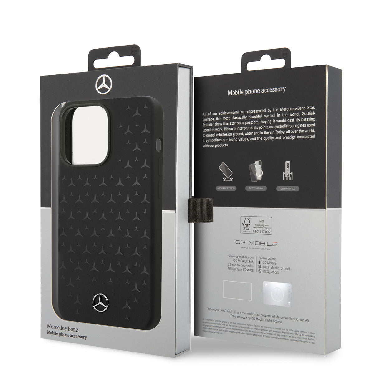 Apple iPhone 14 Pro Kılıf Mercedes Benz M-safe Şarj Özellikli Yıldızlı Dizayn Silikon Kapak Siyah