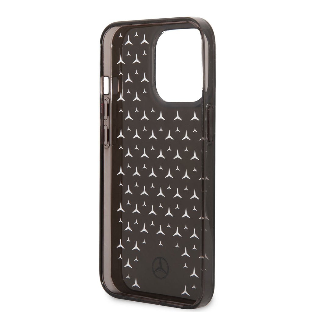 Apple iPhone 14 Pro Kılıf Mercedes Benz Transparan Yıldızlı Dizayn Kapak Siyah