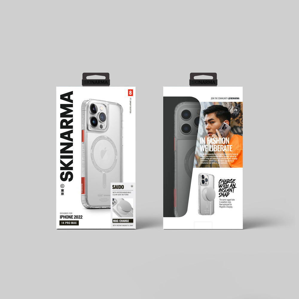 Apple iPhone 14 Pro Kılıf SkinArma Şeffaf Airbag Tasarımlı M-safe Şarj Özellikli Saido Kapak Füme