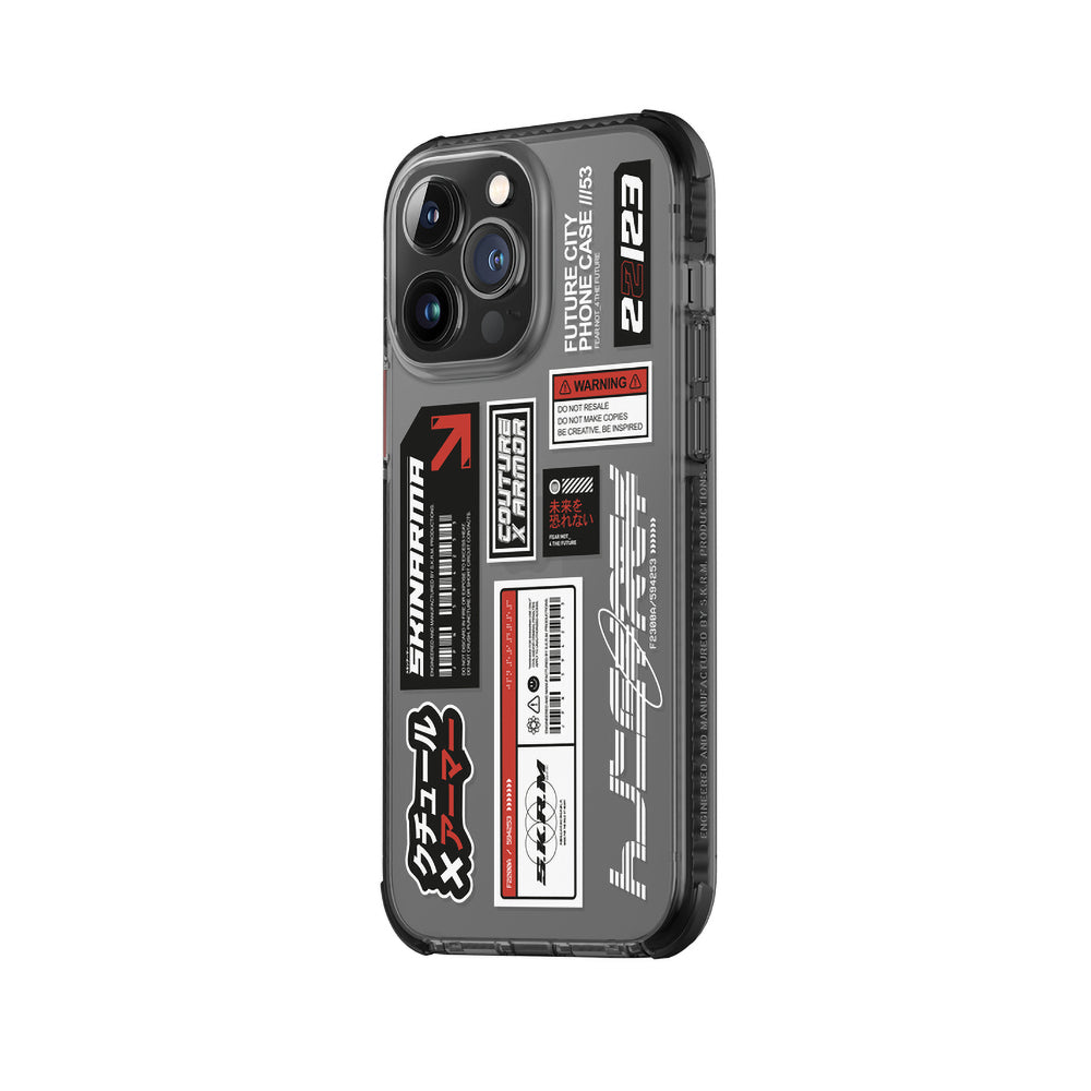 Apple iPhone 14 Pro Kılıf SkinArma Şeffaf Desenli Airbag Tasarımlı Taito Kapak Füme