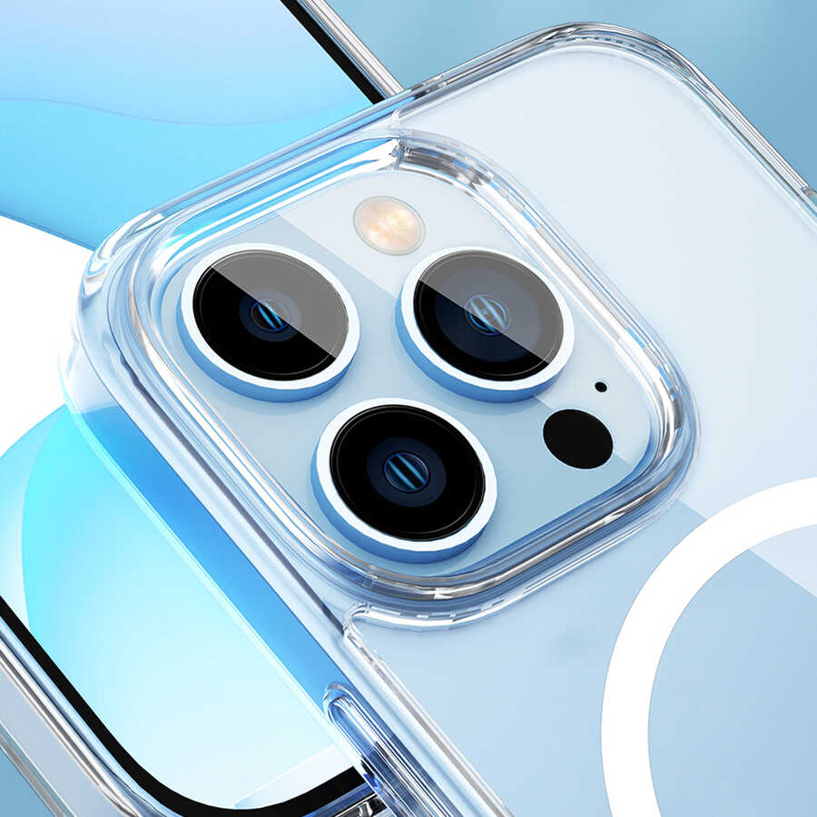 Apple iPhone 14 Pro Kılıf Standlı M-safe Wireless Şarj Özellikli Wiwu Aurora Serisi Kapak Renksiz