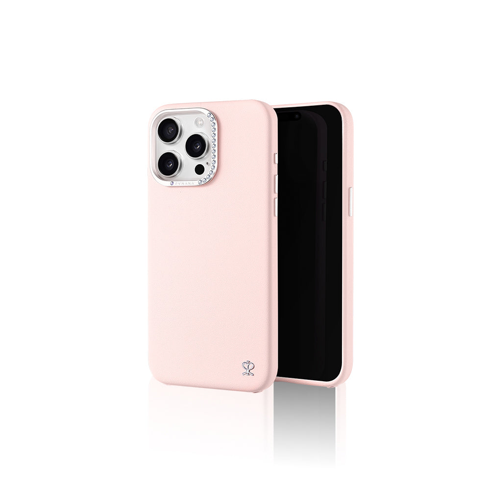 Apple iPhone 14 Pro Kılıf Suni Deri Tasarımlı Pynana Starry Serisi Kapak Pembe