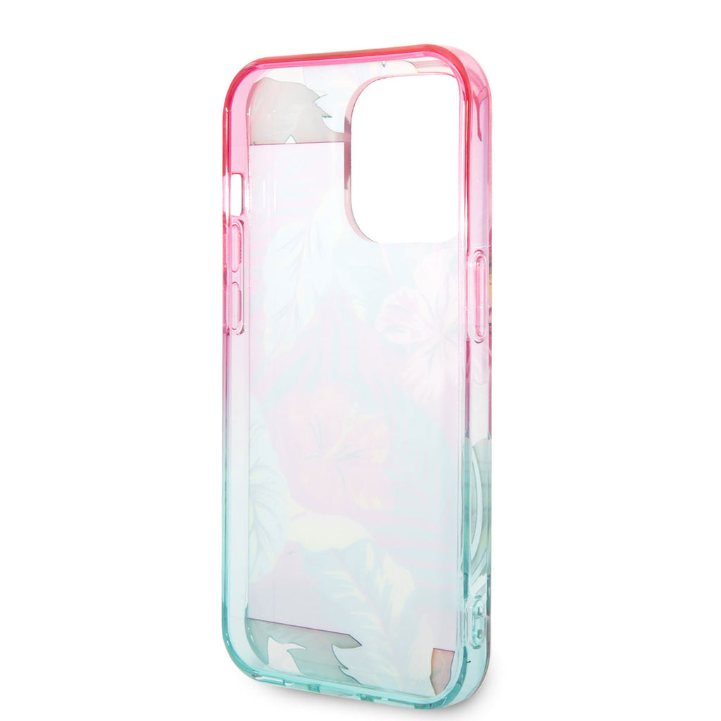 Apple iPhone 14 Pro Kılıf U.S. POLO ASSN. Renkli Yaprak Baskılı Dizayn Kapak Yeşil