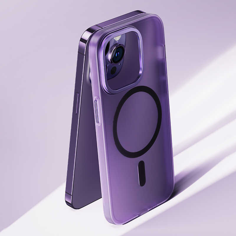 Apple iPhone 14 Pro Kılıf Wireless Şarj Destekli Benks Yeni Seri Magnetik Haze Kapak Gümüş