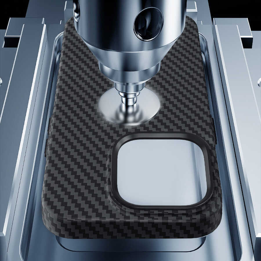 Apple iPhone 14 Pro Kılıf Wiwu Karbon Fiber Görünümlü M-safe Wireless Şarj Özellikli Kabon Kapak Siyah