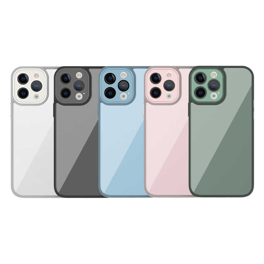 Apple iPhone 14 Pro Kılıf Wiwu VCC-104 Lens Korumalı Renkli Kenar Arkası Şeffaf Vivid Clear Kapak Beyaz