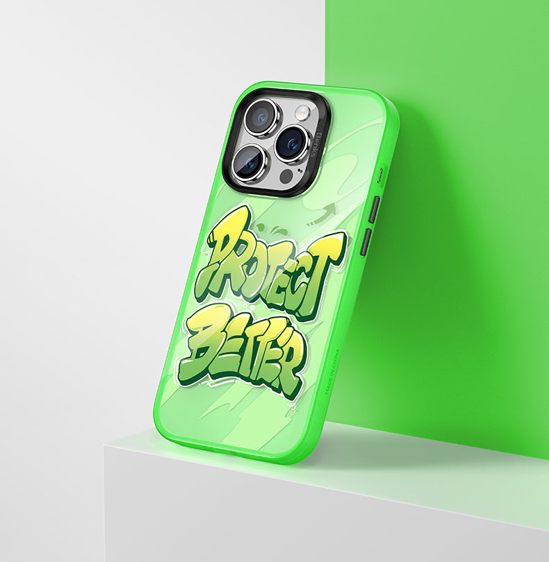 Apple iPhone 14 Pro Max Kılıf Airbagli TPU Yazı Temalı Benks Dynamic New Kapak Mavi