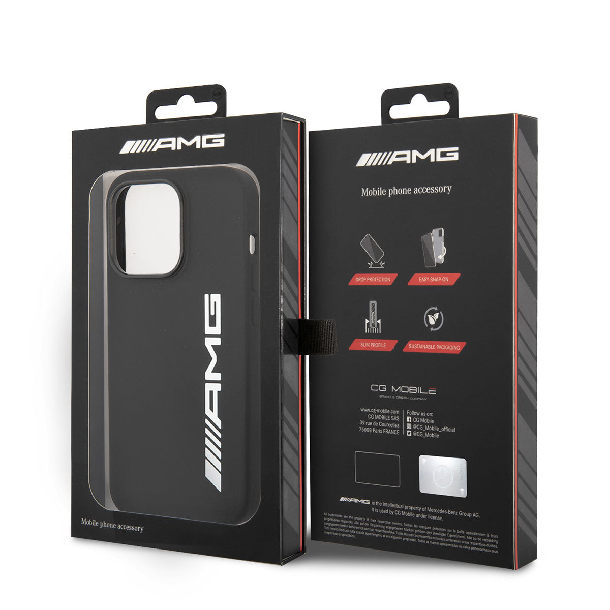 Apple iPhone 14 Pro Max Kılıf AMG M-safe Şarj Özellikli Büyük Logo Dizayn Kapak Siyah