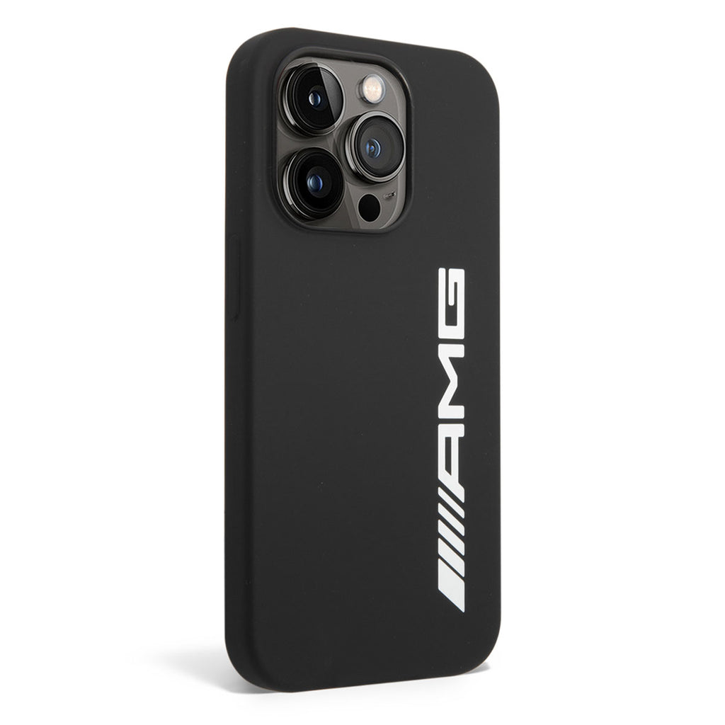 Apple iPhone 14 Pro Max Kılıf AMG M-safe Şarj Özellikli Büyük Logo Dizayn Kapak Siyah