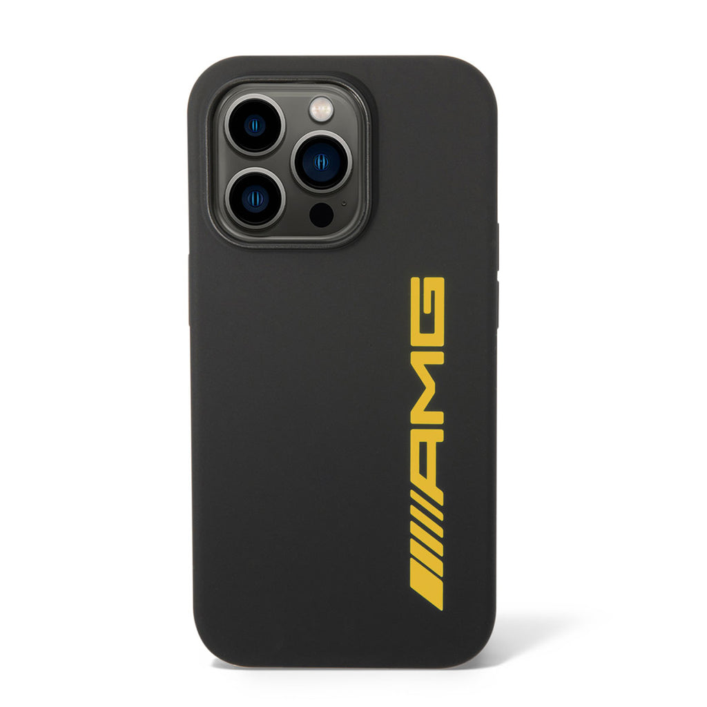 Apple iPhone 14 Pro Max Kılıf AMG Silikon Büyük Sarı Logo Dizayn Kapak Siyah-Sarı