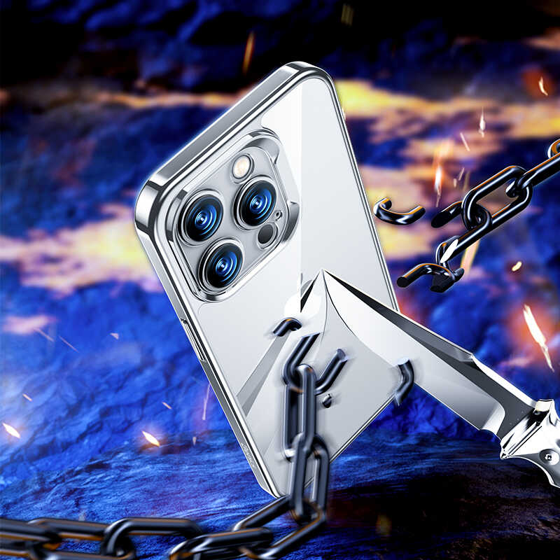 Apple iPhone 14 Pro Max Kılıf Benks Electroplating TPU Kapak Ekran Koruyucu Hediyeli Siyah