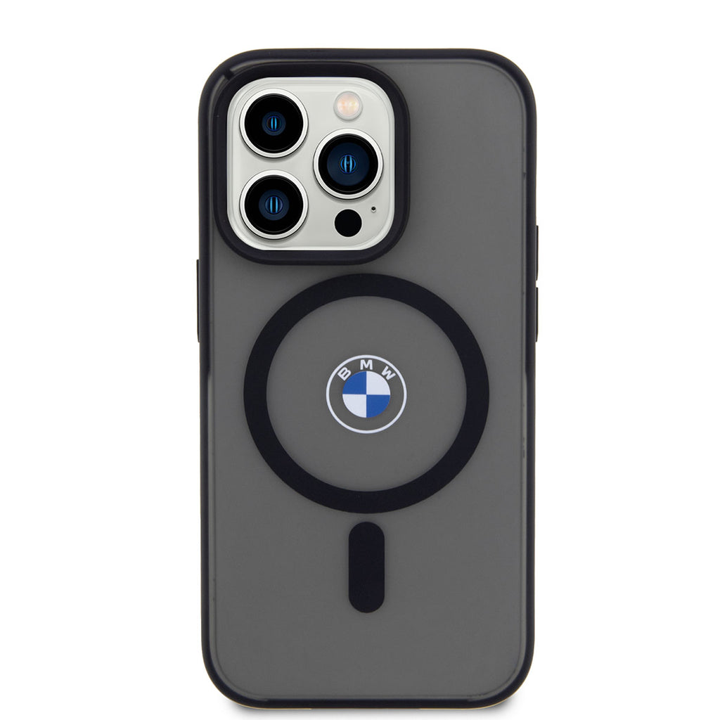 Apple iPhone 14 Pro Max Kılıf BMW M-safe Şarj Özellikli Transparan Logolu İmza Dizayn Kapak Siyah