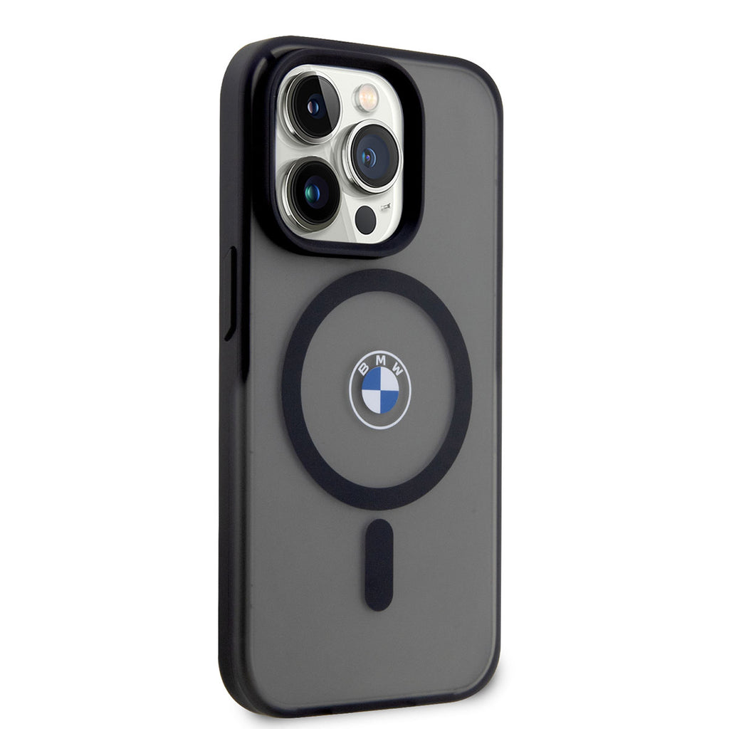 Apple iPhone 14 Pro Max Kılıf BMW M-safe Şarj Özellikli Transparan Logolu İmza Dizayn Kapak Siyah