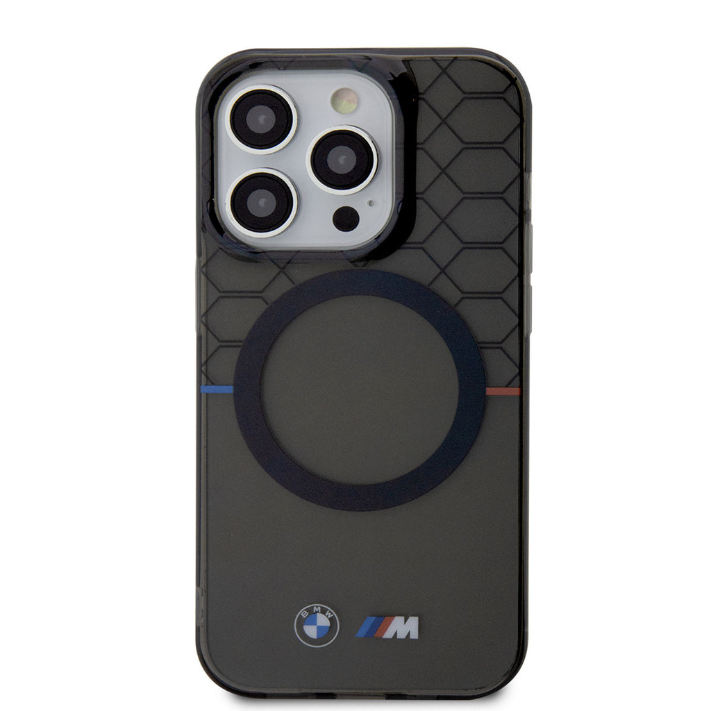 Apple iPhone 14 Pro Max Kılıf BMW M-safe Şarj Özellikli Transparan M Dizayn Kapak Gri