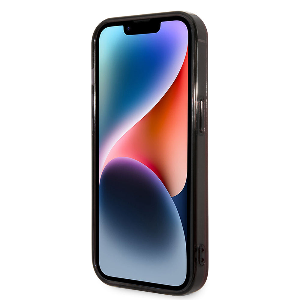 Apple iPhone 14 Pro Max Kılıf Ferrari M-safe Şarj Özellikli Yarı Transparan Dizayn Kapak Siyah