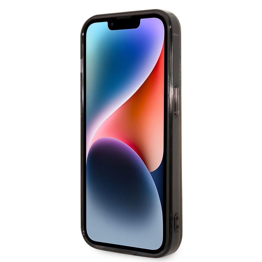 Apple iPhone 14 Pro Max Kılıf Ferrari M-safe Şarj Özellikli Yarı Transparan Dizayn Kapak Siyah