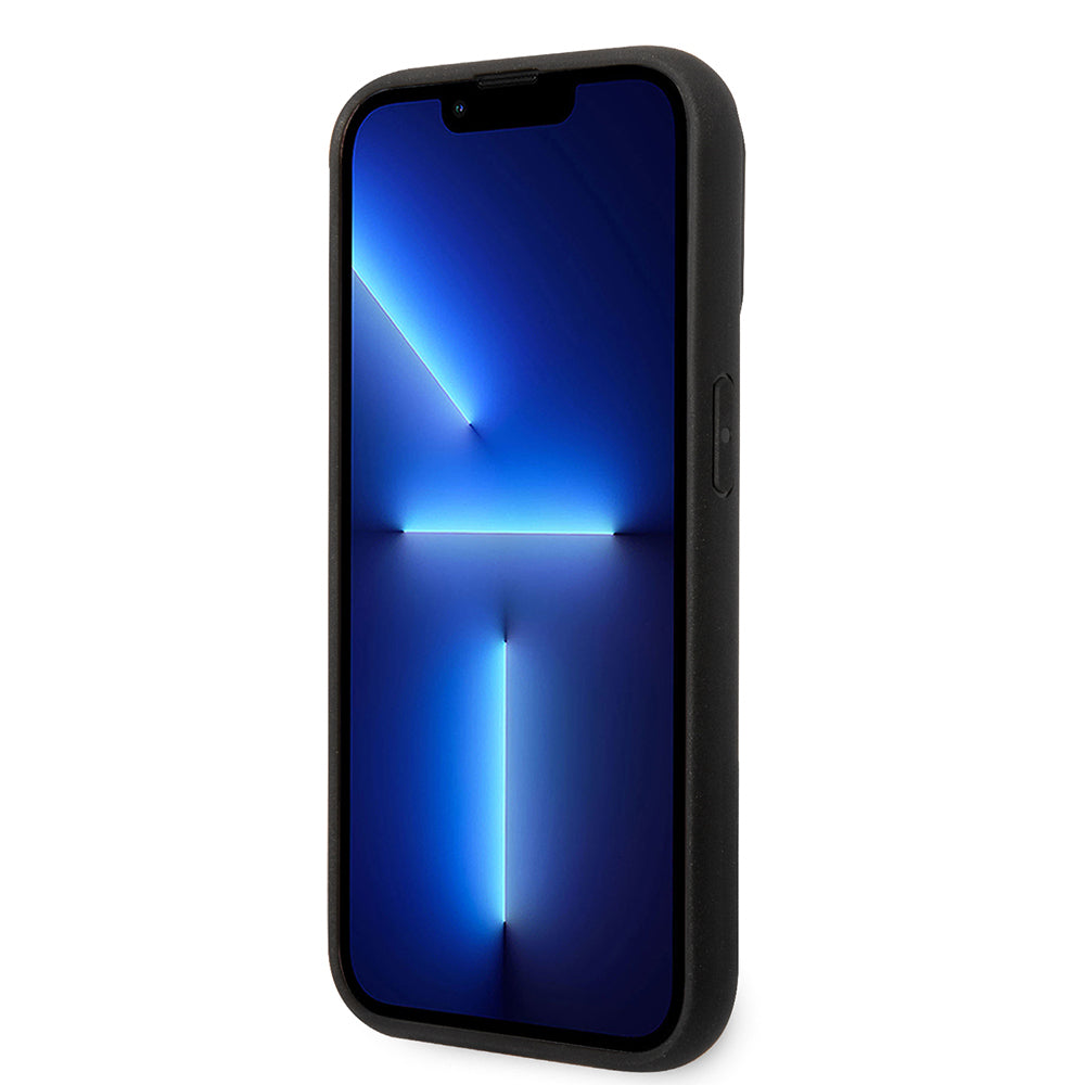 Apple iPhone 14 Pro Max Kılıf Ferrari Orjinal Lisanlı Klasik Metal Logolu Karbon Şerit Desenli Kapak Kırmızı