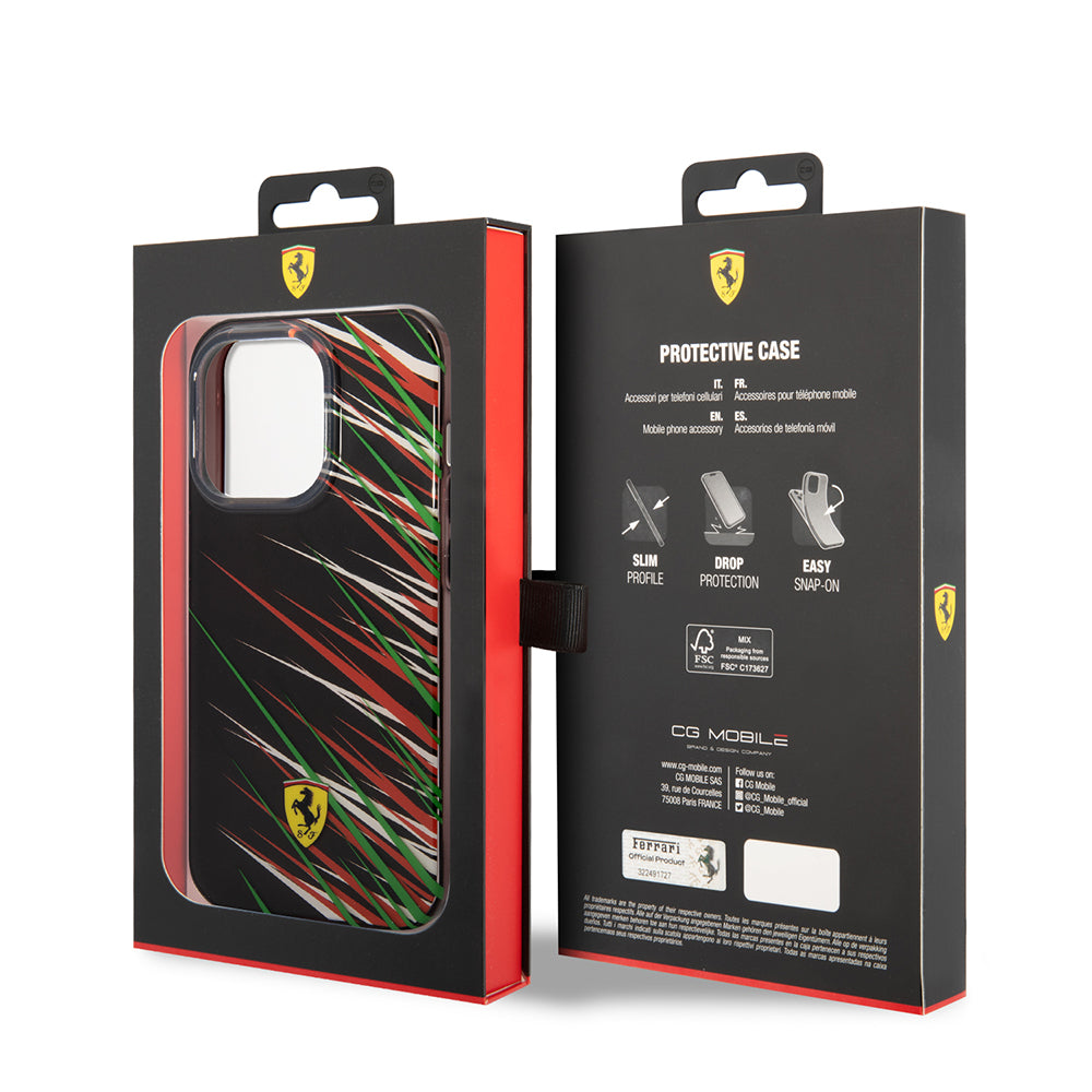 Apple iPhone 14 Pro Max Kılıf Ferrari Orjinal Lisanslı Baskı Logolu Çimen Desenli Kapak Siyah