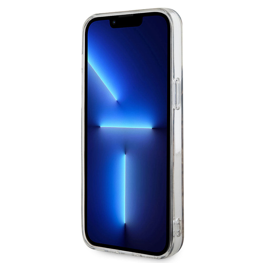 Apple iPhone 14 Pro Max Kılıf GUESS M-safe Şarj Özellikli Leopar Desenli Kapak Mavi