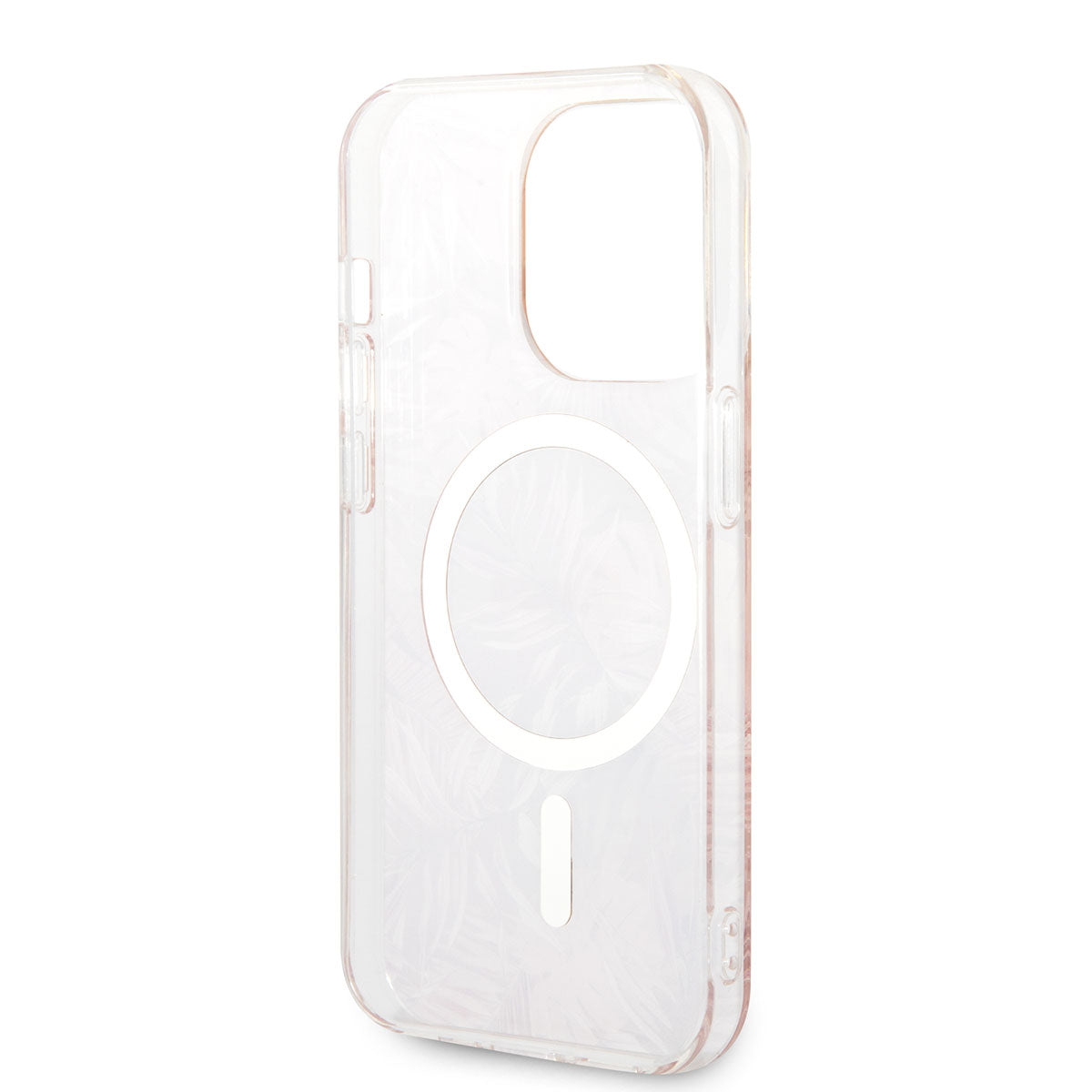 Apple iPhone 14 Pro Max Kılıf GUESS M-safe Şarj Özellikli Yaprak Desenli M-safe Şarj Kablolu Kapak Yeşil