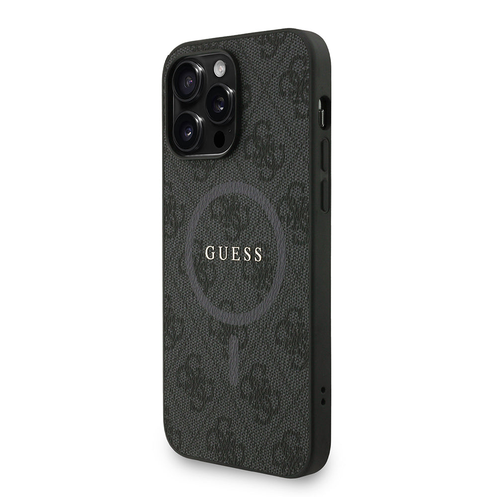 Apple iPhone 14 Pro Max Kılıf Guess Orjinal Lisanslı M-safe Şarj Özellikli PU Deri Bilek Askı İpli Yazı Logolu Kapak Kahverengi