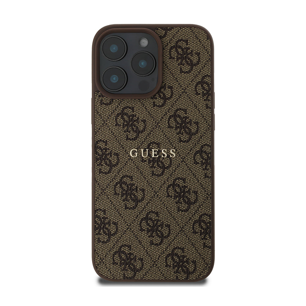 Apple iPhone 14 Pro Max Kılıf Guess Orjinal Lisanslı M-safe Şarj Özellikli 4G Desen Yazı Logolu Kapak Siyah