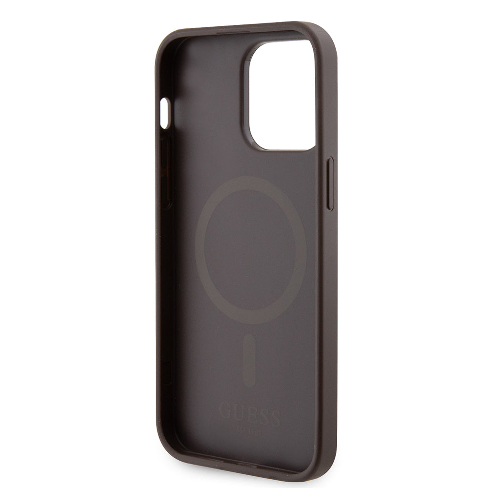 Apple iPhone 14 Pro Max Kılıf Guess Orjinal Lisanslı M-safe Şarj Özellikli 4G Şerit Tasarımlı Printed Kapak Pembe