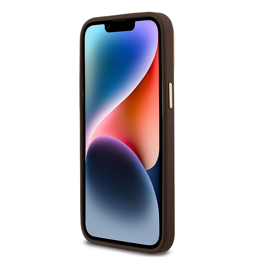 Apple iPhone 14 Pro Max Kılıf Guess Orjinal Lisanslı PU Deri 4G Desenli Metal Büyük 4G ve Yazı Logolu Kamera Standlı Kapak Pembe