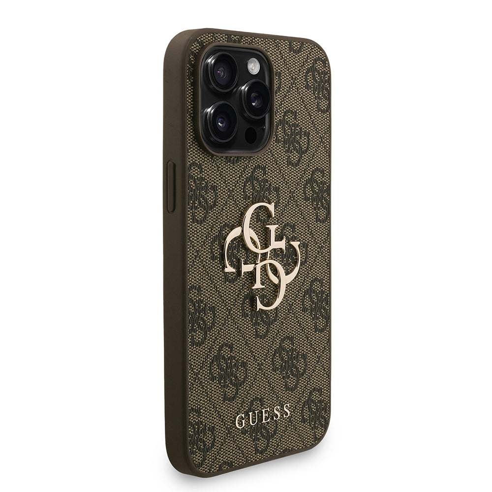 Apple iPhone 14 Pro Max Kılıf Guess Orjinal Lisanslı PU Deri Bilek Askı İpli Metal Büyük 4G ve Yazı Logolu Kapak Pembe