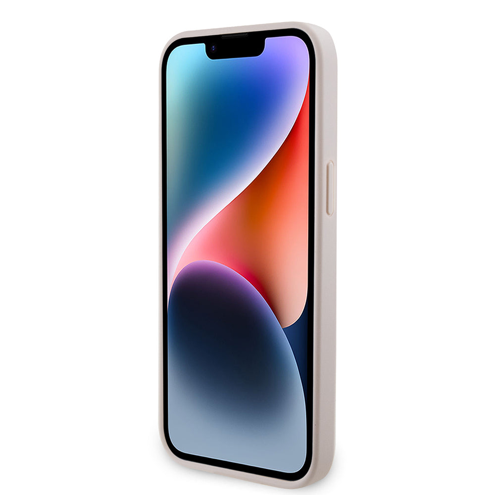 Apple iPhone 14 Pro Max Kılıf Guess Orjinal Lisanslı PU Deri Taşlı Metal Üçgen Logolu Çapraz Vücut Askılı 4G Desenli Kapak Kahverengi