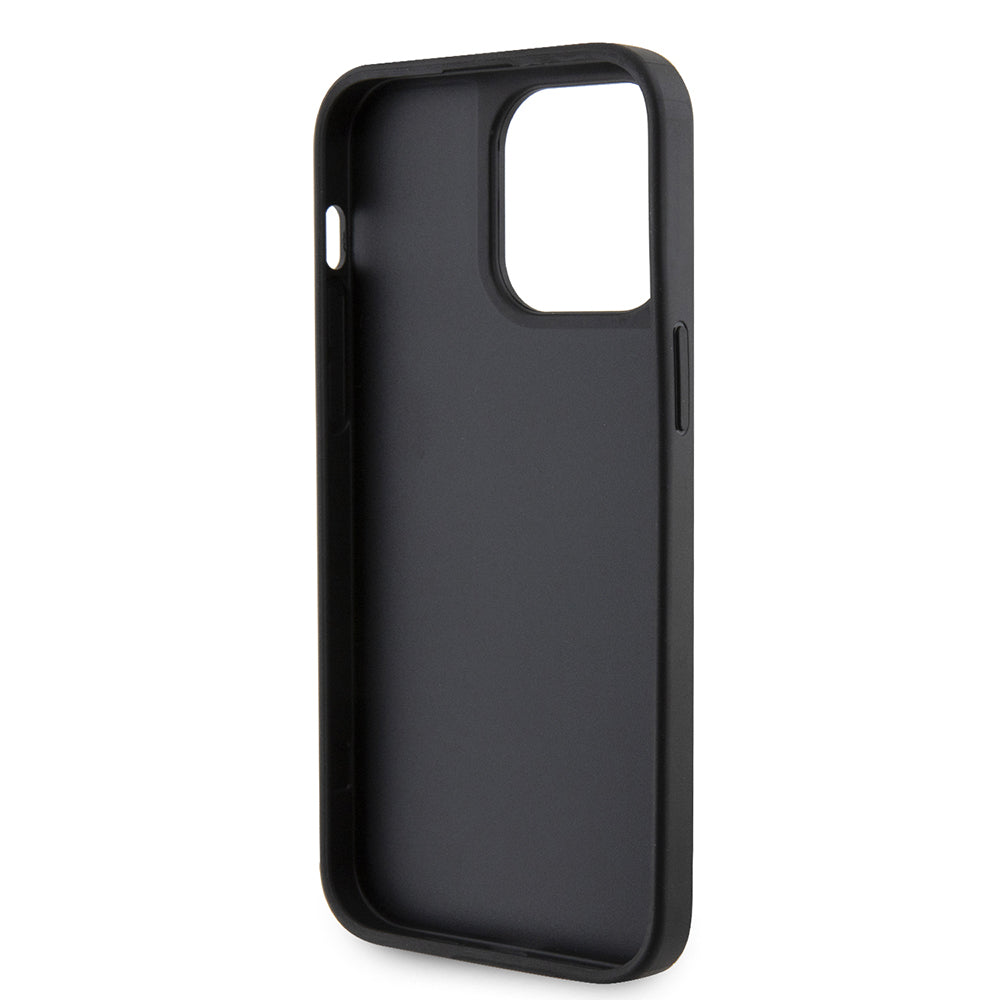 Apple iPhone 14 Pro Max Kılıf Guess Orjinal Lisanslı Taşlı Arka Yüzey Üçgen Logolu Kapak Siyah