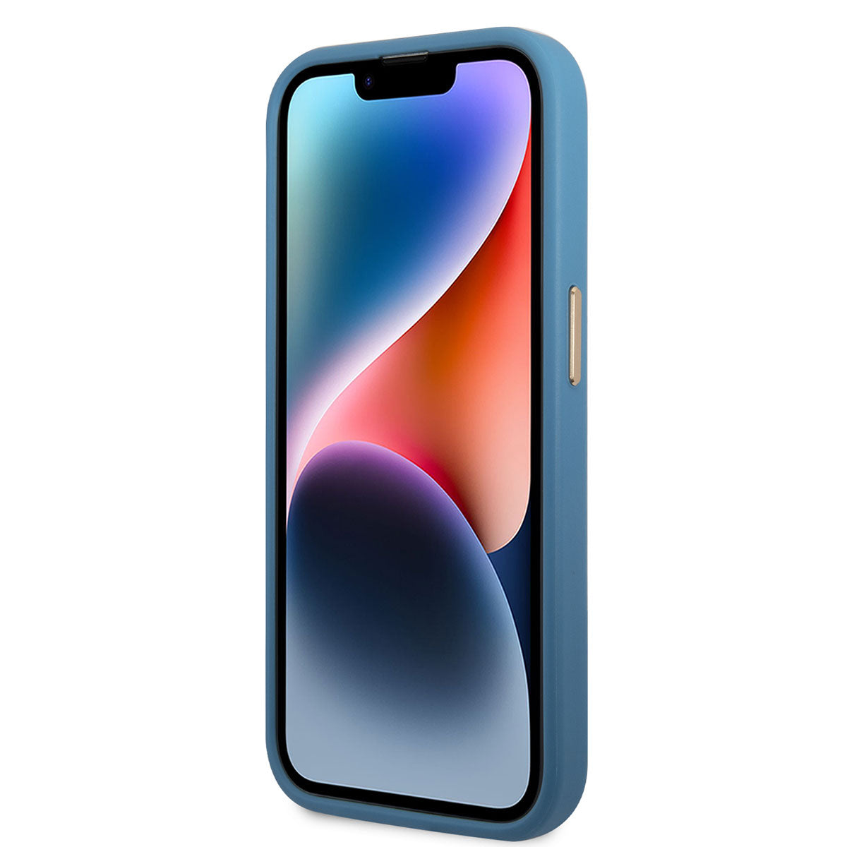 Apple iPhone 14 Pro Max Kılıf GUESS PU Deri Metal Logo Dizaynlı Kapak Mavi