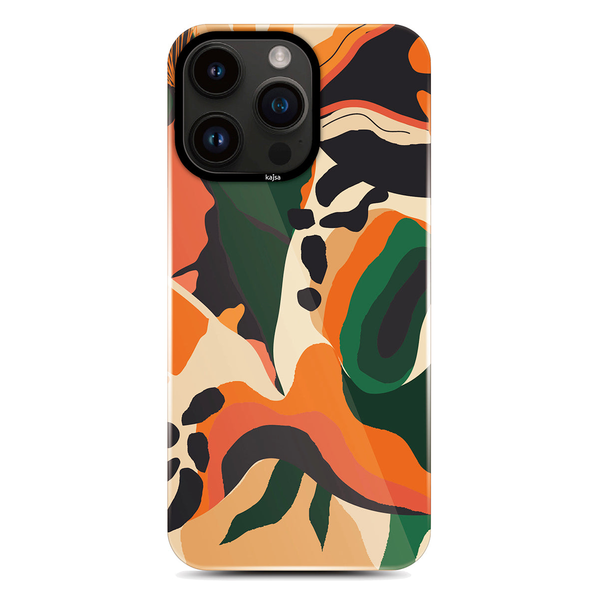 Apple iPhone 14 Pro Max Kılıf HD Desenli Kajsa Shield Plus Flower Graphic Serisi Kapak Turuncu