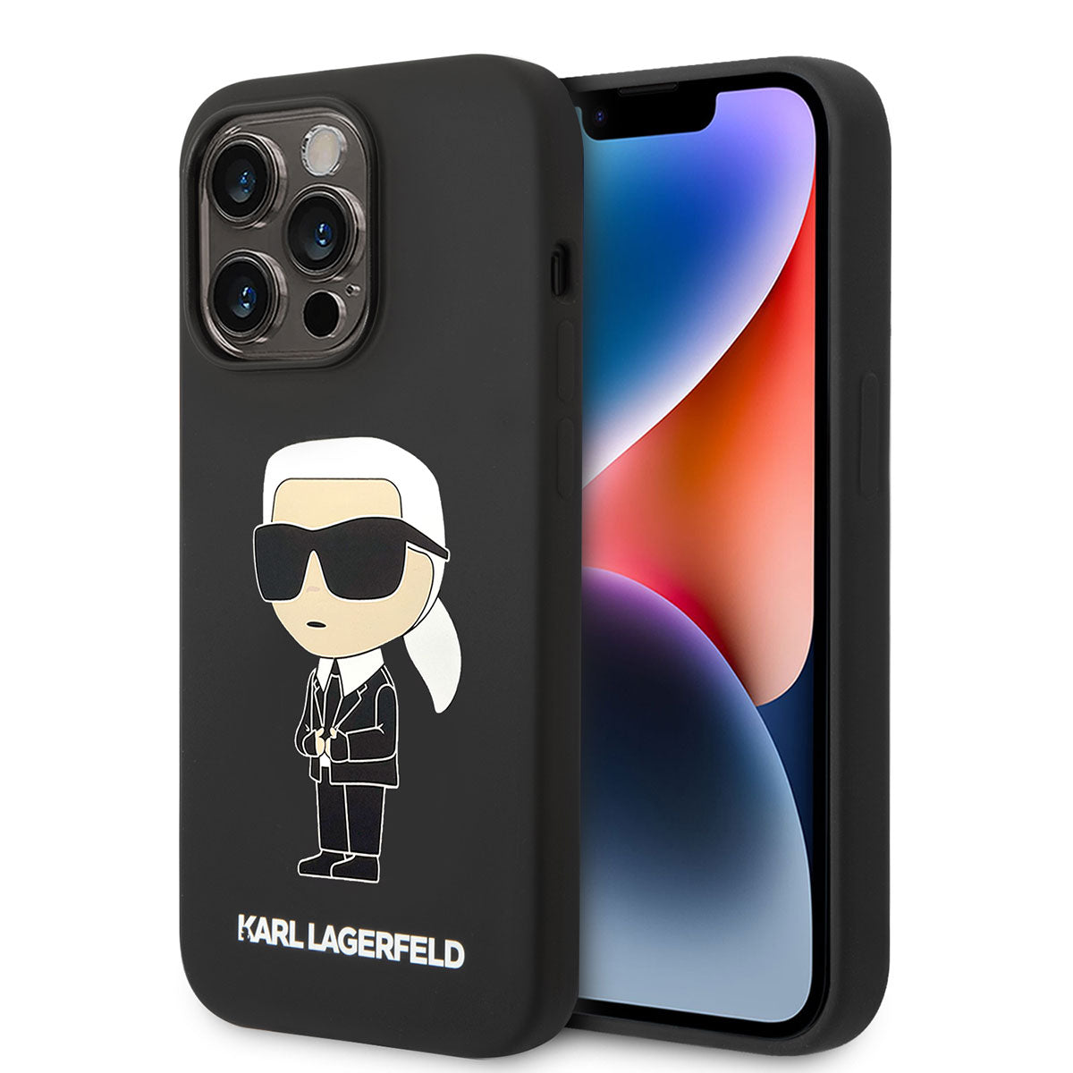 Apple iPhone 14 Pro Max Kılıf Karl Lagerfeld M-safe Şarj Özellikli Silikon Karl Dizayn Kapak Siyah