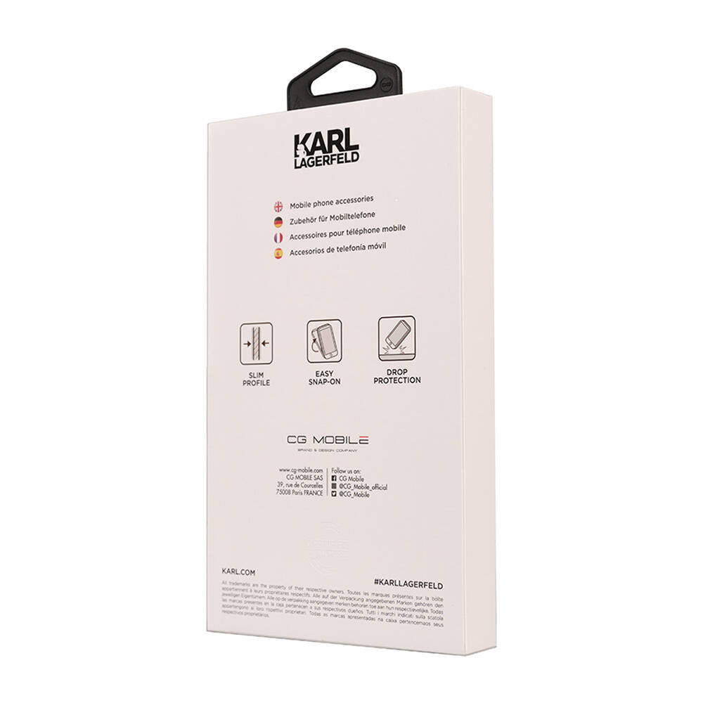 Apple iPhone 14 Pro Max Kılıf Karl Lagerfeld Orjinal Lisanslı 3D KL Yazılı Tüylü Arka Yüzey Saffiano Rhinestones Kapak Gold