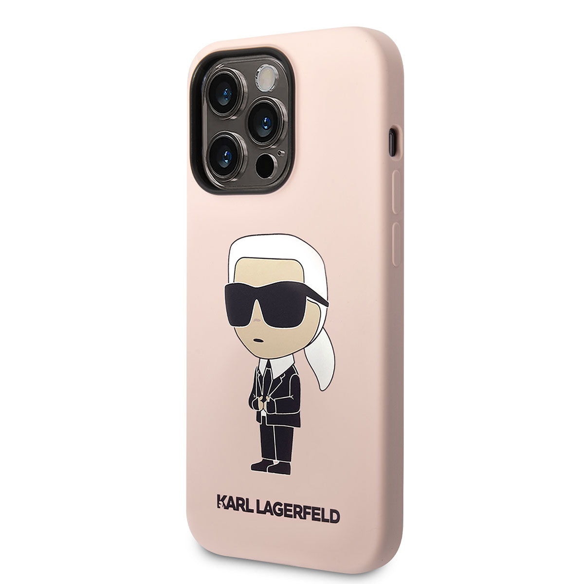 Apple iPhone 14 Pro Max Kılıf Karl Lagerfeld Silikon Karl Dizayn Kapak Pembe
