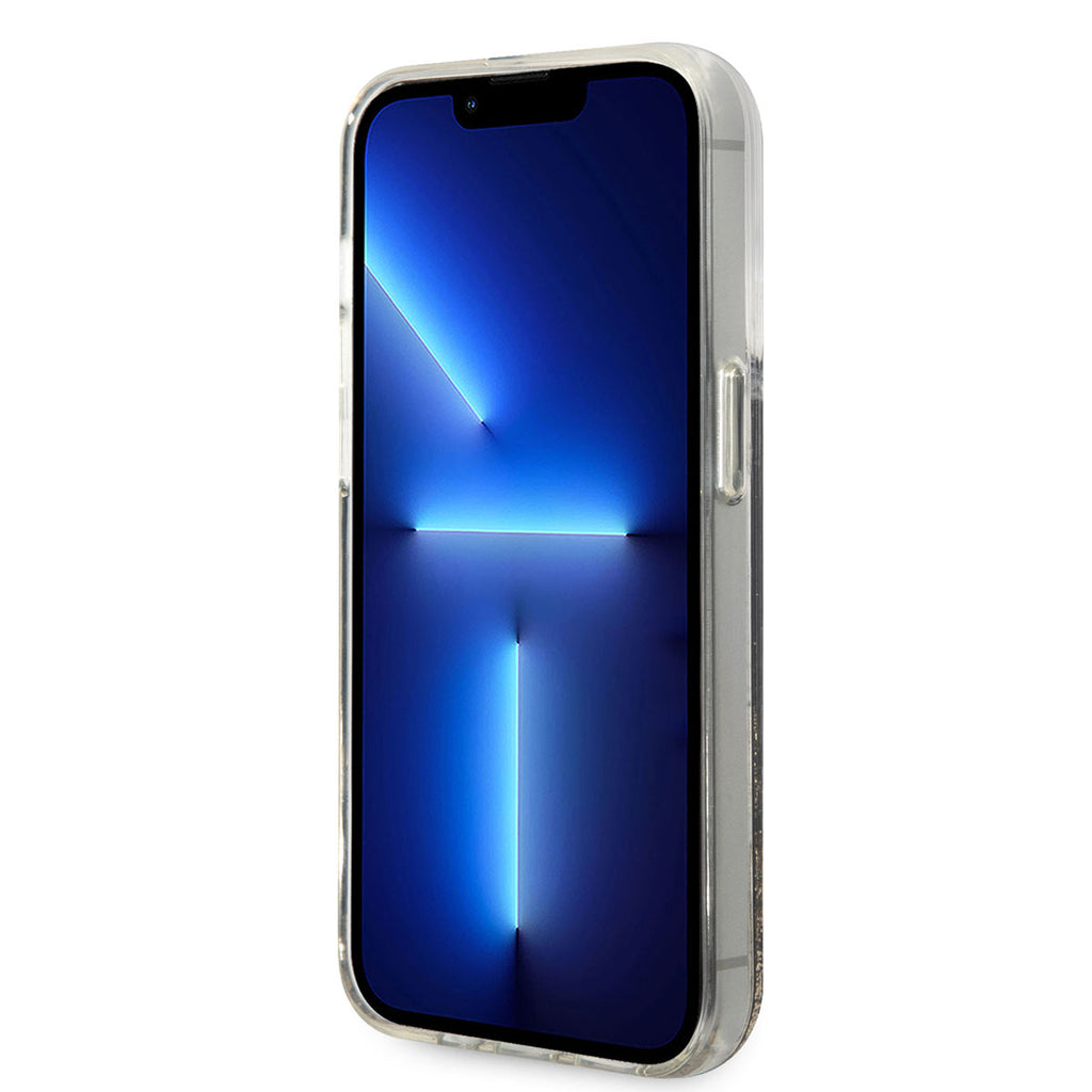 Apple iPhone 14 Pro Max Kılıf Karl Lagerfeld Sıvılı Simli Gatsby Dizayn Kapak Siyah