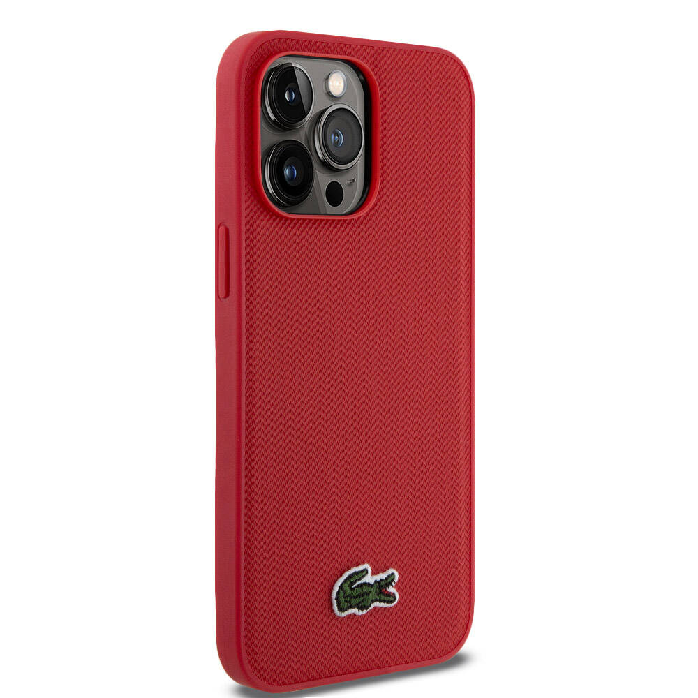Apple iPhone 14 Pro Max Kılıf Lacoste Orjinal Lisanslı PU Pike Desenli Arka Yüzey İkonik Timsah Dokuma Logolu Kapak Lacivert
