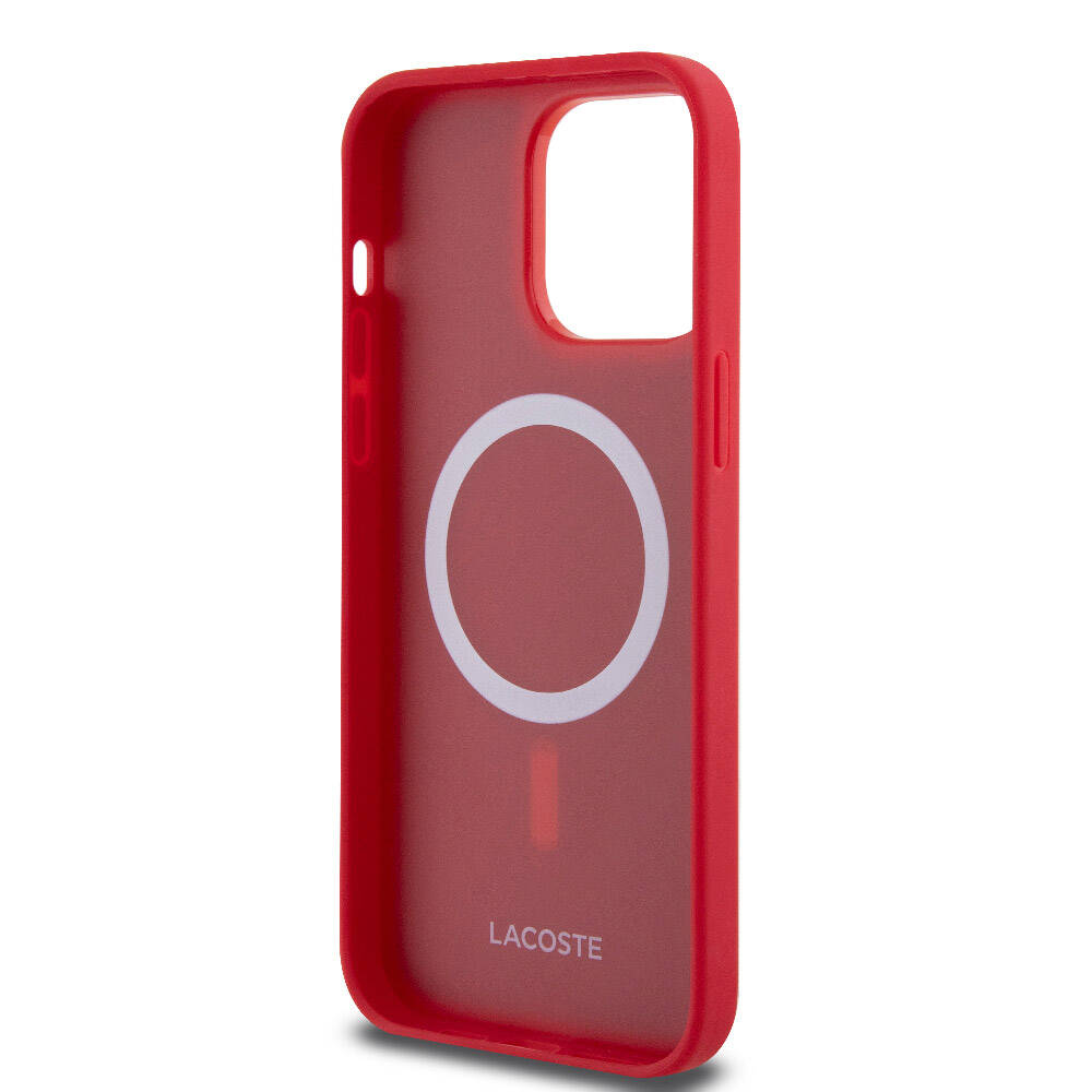 Apple iPhone 14 Pro Max Kılıf Lacoste Orjinal Lisanslı PU Pike Desenli Arka Yüzey İkonik Timsah Dokuma Logolu Kapak Lacivert