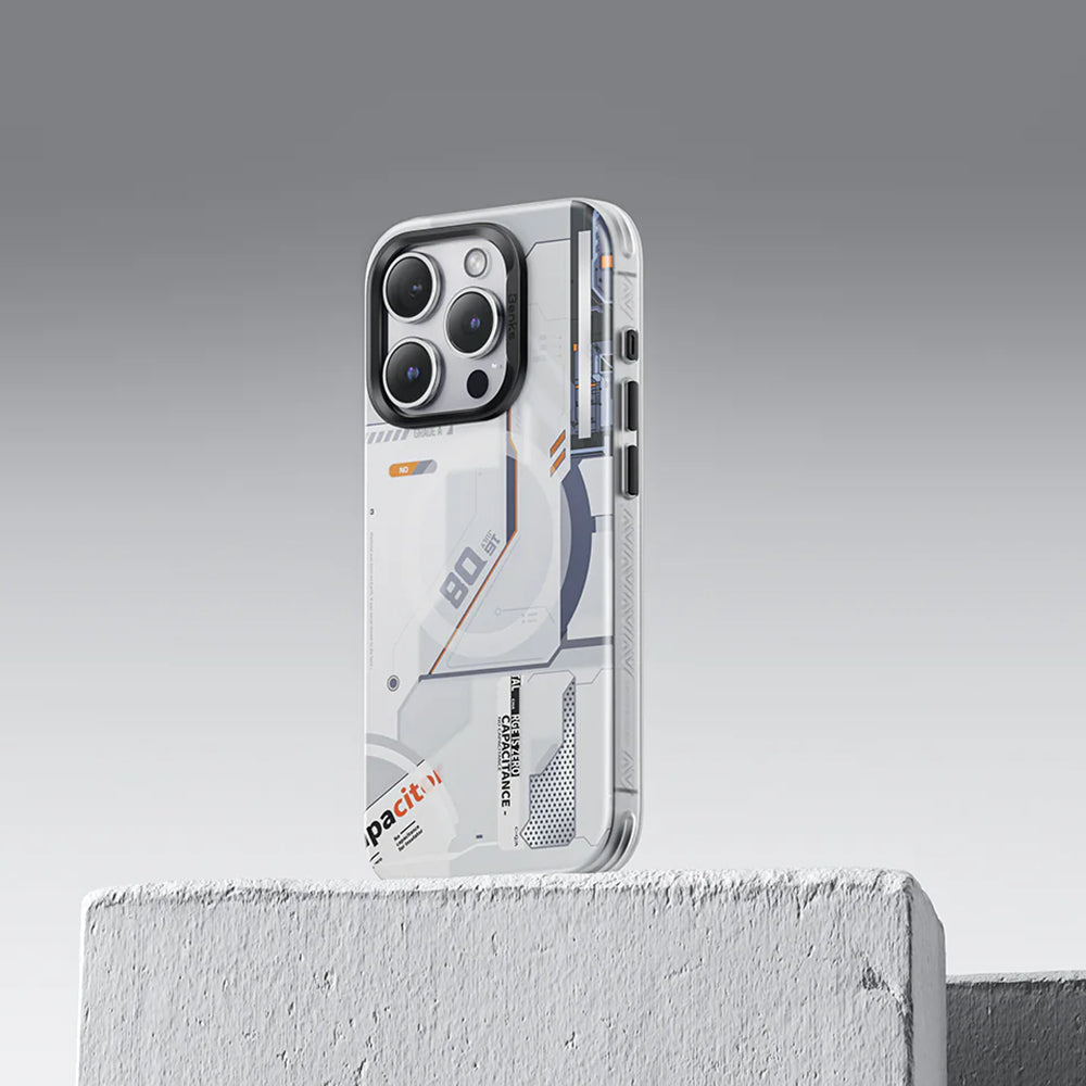 Apple iPhone 14 Pro Max Kılıf M-safe Şarj Özellikli Mekanik Tasarımlı Benks Perspective Serisi Kapak Beyaz