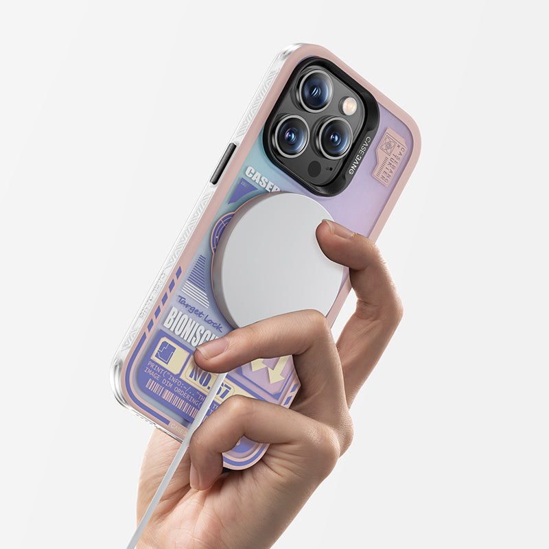 Apple iPhone 14 Pro Max Kılıf M-safe Şarj Özellikli Benks Casebang Rabbit Kapak Pembe