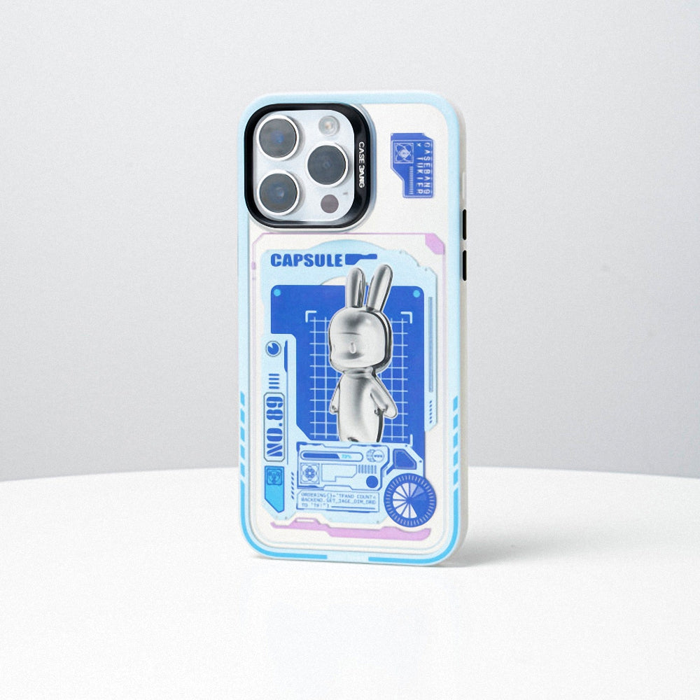 Apple iPhone 14 Pro Max Kılıf M-safe Şarj Özellikli Benks Casebang Rabbit Kapak Mavi