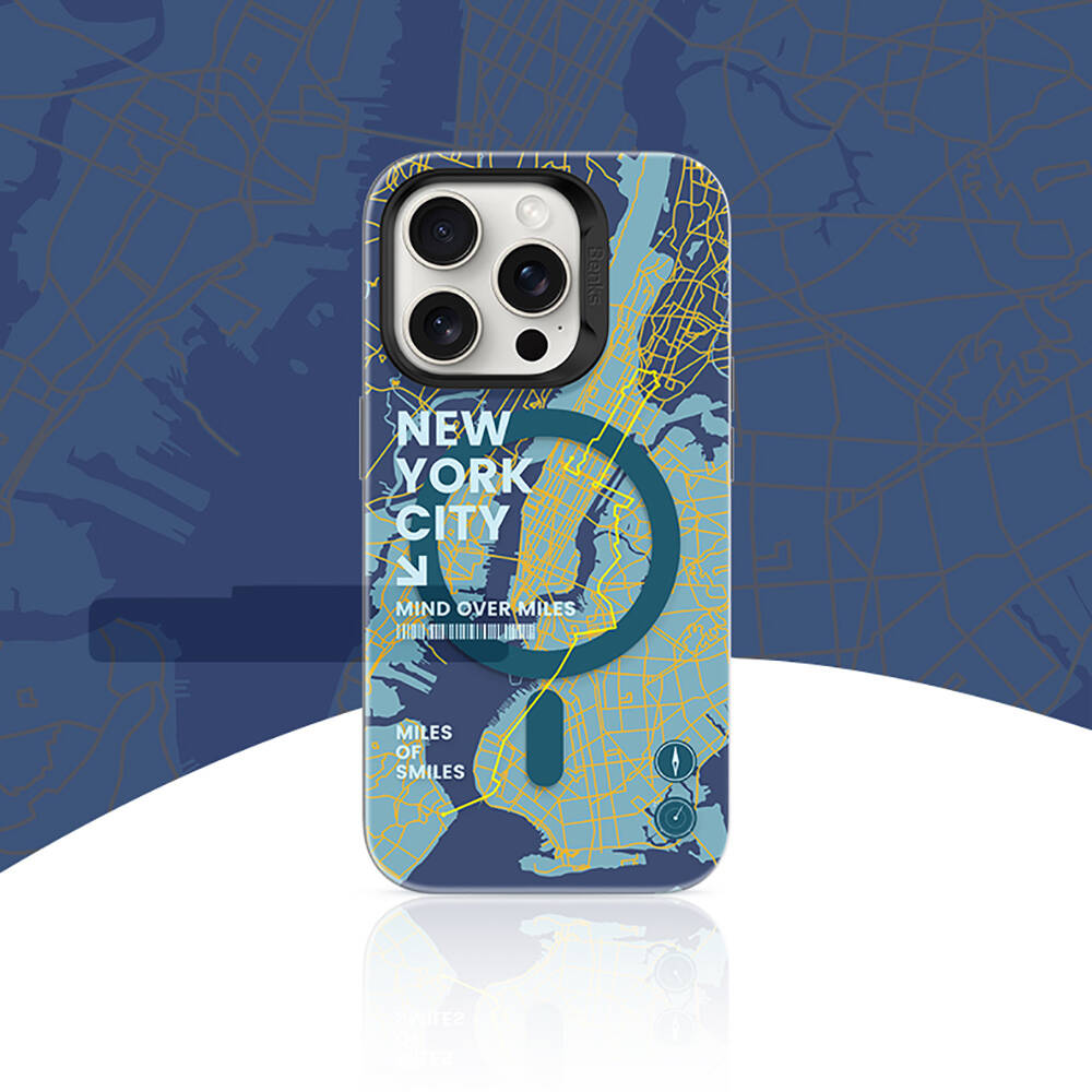 Apple iPhone 14 Pro Max Kılıf M-safe Şarj Özellikli Benks City Serisi Kapak Mavi