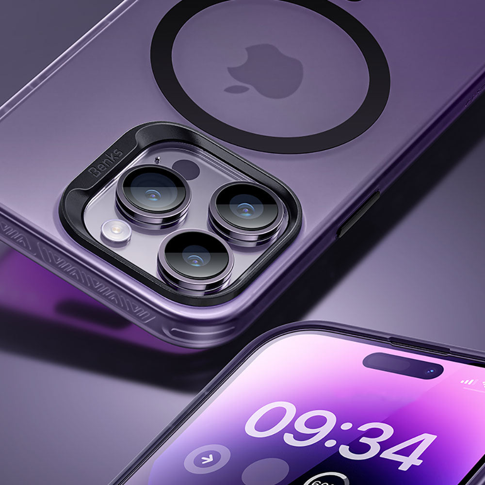 Apple iPhone 14 Pro Max Kılıf M-safe Şarj Özellikli Benks Lucid Armor Kapak Siyah