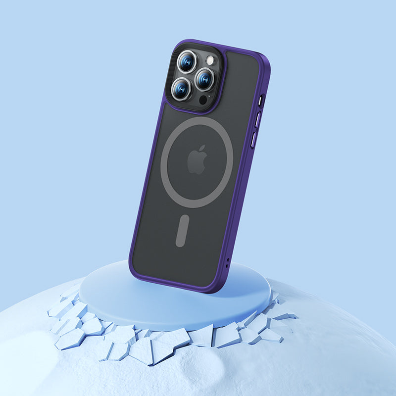 Apple iPhone 14 Pro Max Kılıf M-safe Şarj Özellikli Benks Mist Hybrid Kapak Derin Mor