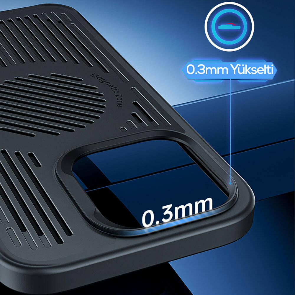 Apple iPhone 14 Pro Max Kılıf M-safe Şarj Özellikli Düşme Dirençli Soğutucu Benks Biliz Kapak Siyah