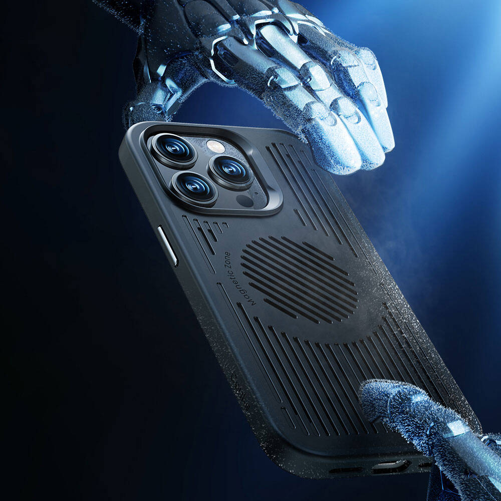 Apple iPhone 14 Pro Max Kılıf M-safe Şarj Özellikli Düşme Dirençli Soğutucu Benks Biliz Kapak Siyah